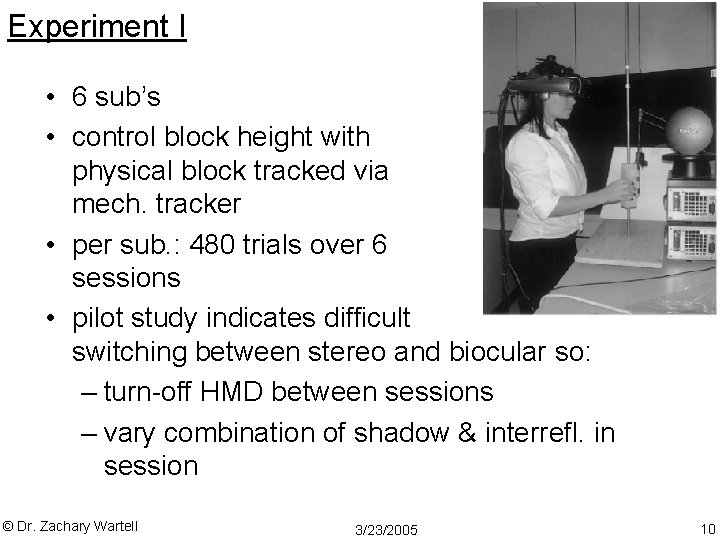 Experiment I • 6 sub’s • control block height with physical block tracked via