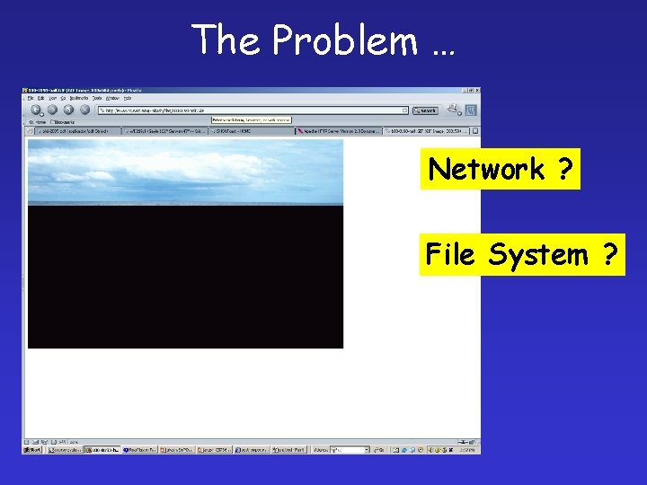 The Problem … Network ? File System ? 