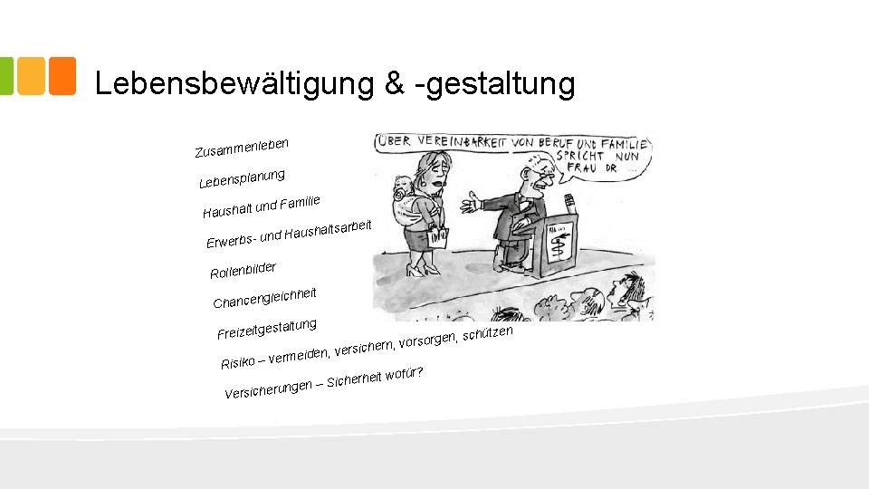 Lebensbewältigung & -gestaltung nleben Zusamme nung Lebenspla d Familie un Haushalt it shaltsarbe u