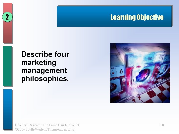 2 Learning Objective Describe four marketing management philosophies. Chapter 1 Marketing 7 e Lamb