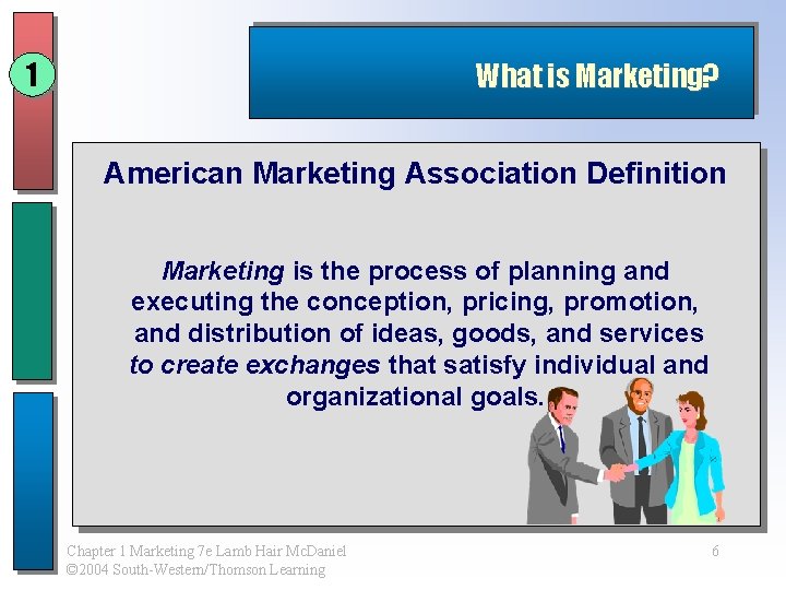 1 What is Marketing? American Marketing Association Definition Marketing is the process of planning