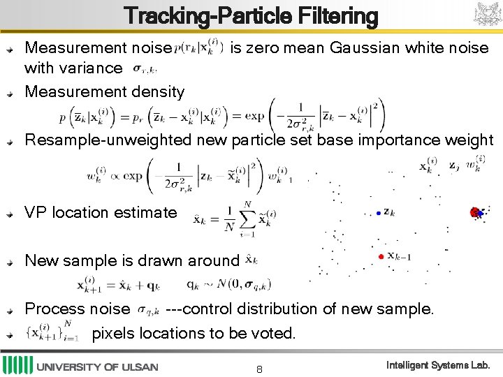 Tracking-Particle Filtering Measurement noise with variance Measurement density is zero mean Gaussian white noise
