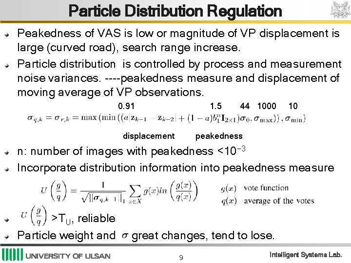 Particle Distribution Regulation Peakedness of VAS is low or magnitude of VP displacement is