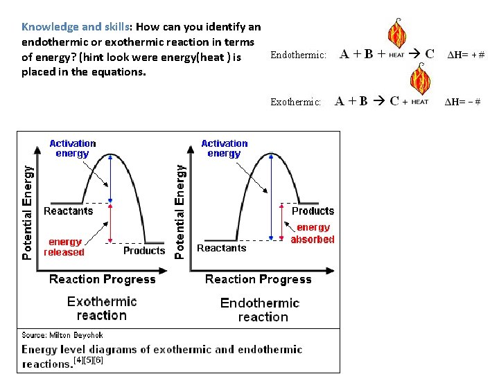 Knowledge and skills: How can you identify an endothermic or exothermic reaction in terms