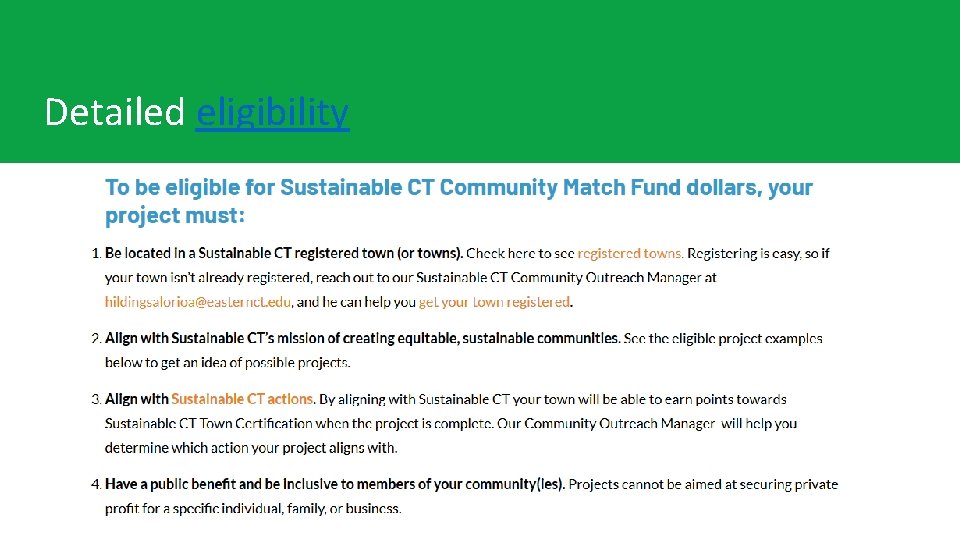 Detailed eligibility 