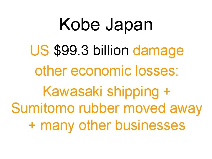 Kobe Japan US $99. 3 billion damage other economic losses: Kawasaki shipping + Sumitomo
