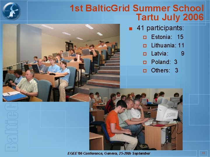 1 st Baltic. Grid Summer School Tartu July 2006 ■ 41 participants: ¨ ¨