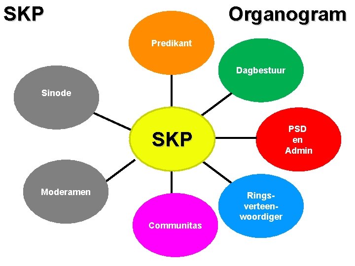 SKP Organogram Predikant Dagbestuur Sinode PSD en Admin SKP Moderamen Communitas Ringsverteenwoordiger 