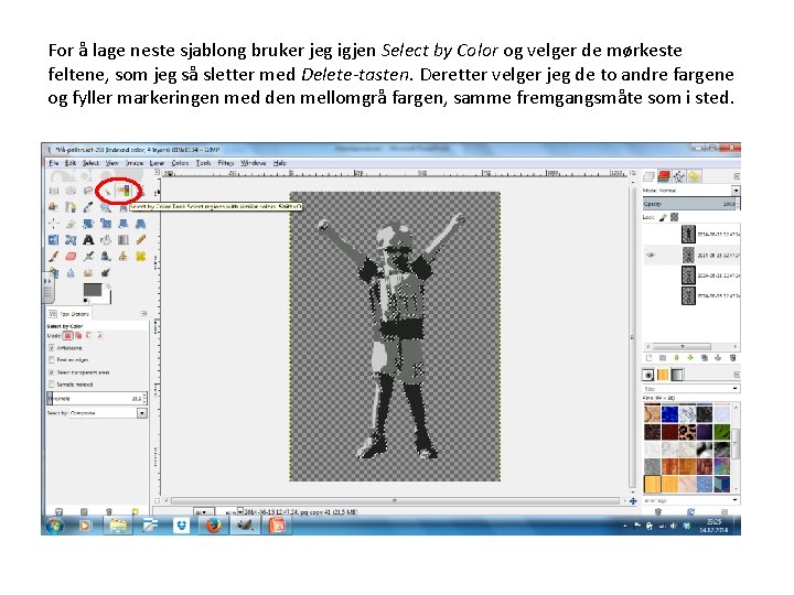 For å lage neste sjablong bruker jeg igjen Select by Color og velger de