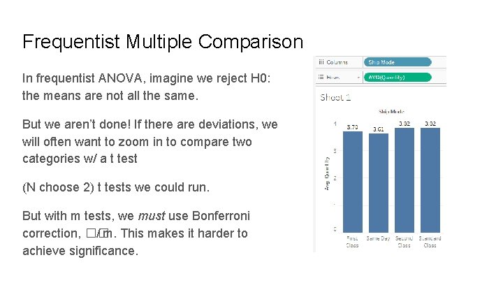 Frequentist Multiple Comparison In frequentist ANOVA, imagine we reject H 0: the means are