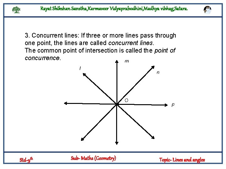 Rayat Shikshan Sanstha, Karmaveer Vidyaprabodhini, Madhya vibhag, Satara. 3. Concurrent lines: If three or