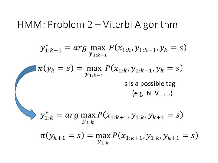 HMM: Problem 2 – Viterbi Algorithm s is a possible tag (e. g. N,