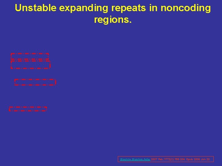 Unstable expanding repeats in noncoding regions. Biochim Biophys Acta. 2007 Feb; 1772(2): 195 -204.
