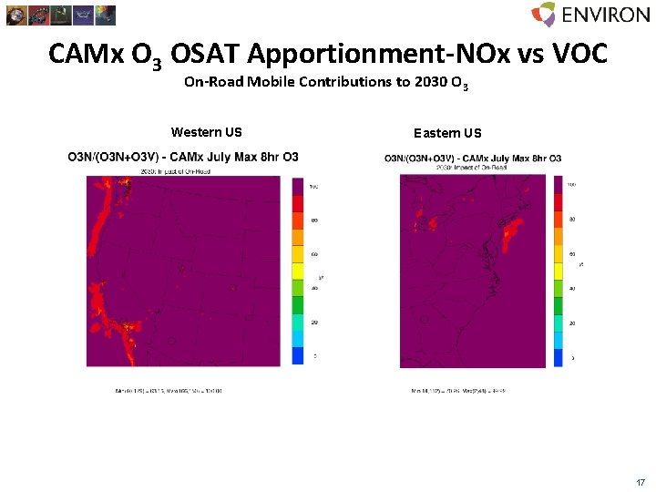 CAMx O 3 OSAT Apportionment-NOx vs VOC On-Road Mobile Contributions to 2030 O 3