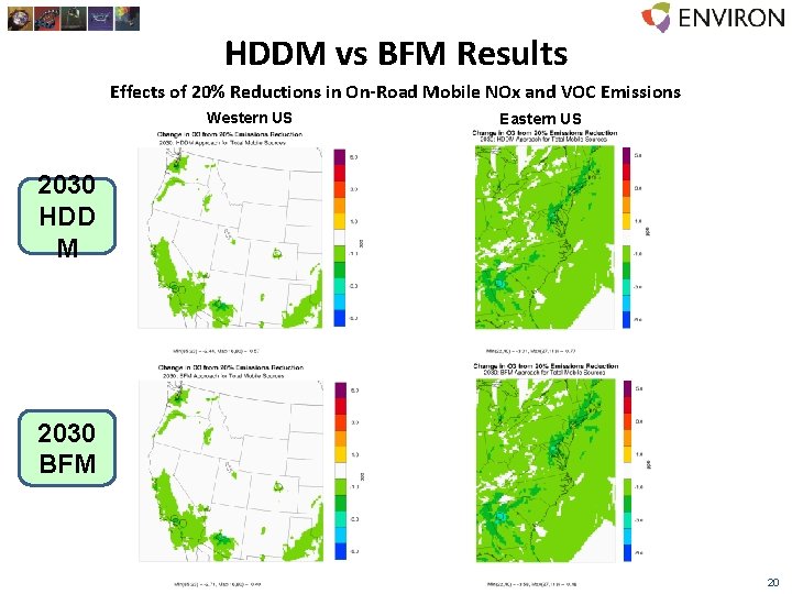 HDDM vs BFM Results Effects of 20% Reductions in On-Road Mobile NOx and VOC