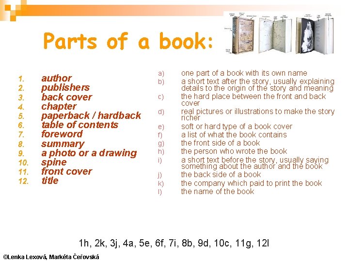 Parts of a book: 1. 2. 3. 4. 5. 6. 7. 8. 9. 10.