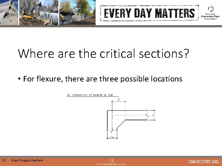 Where are the critical sections? • For flexure, there are three possible locations 33