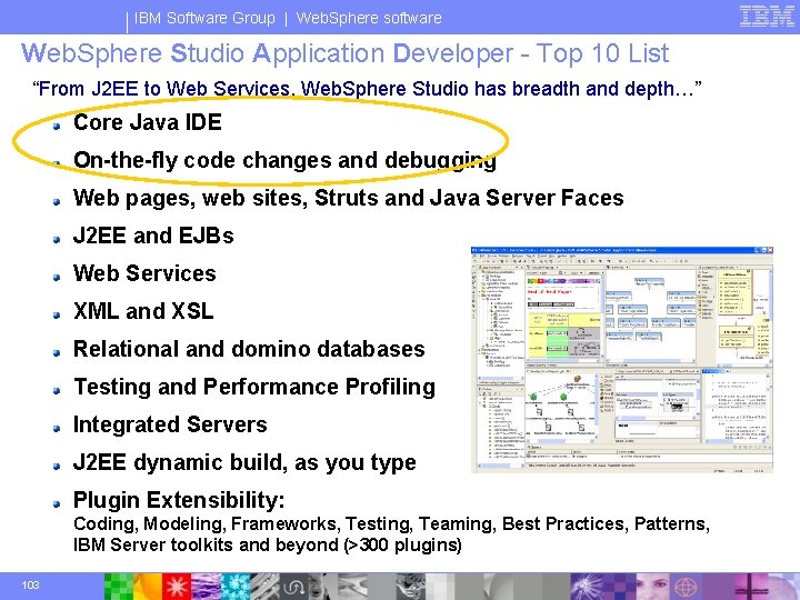 IBM Software Group | Web. Sphere software Web. Sphere Studio Application Developer - Top