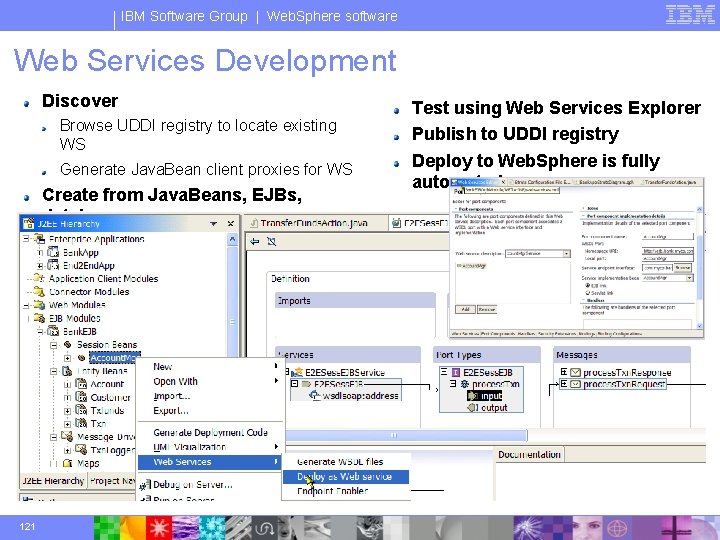 IBM Software Group | Web. Sphere software Web Services Development Discover Browse UDDI registry