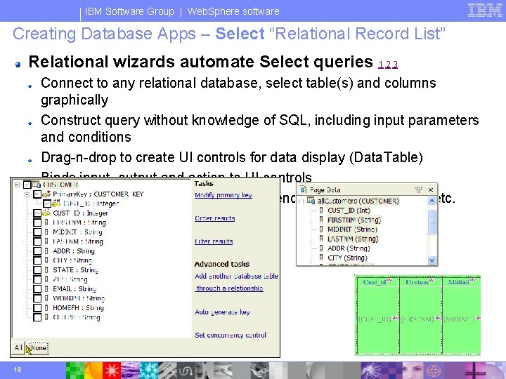 IBM Software Group | Web. Sphere software Creating Database Apps – Select “Relational Record