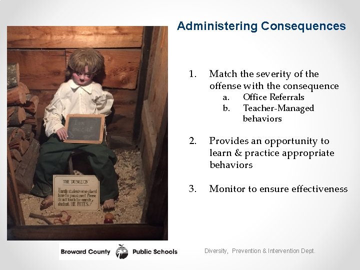 Administering Consequences 1. Match the severity of the offense with the consequence a. b.