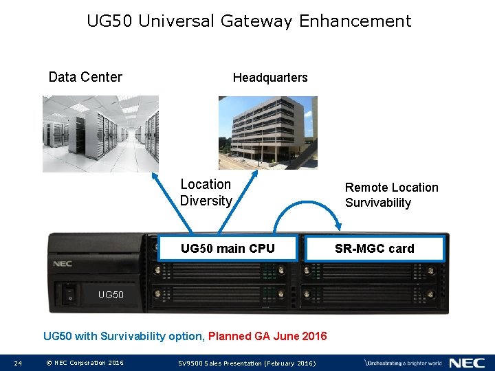 UG 50 Universal Gateway Enhancement Data Center Headquarters Location Diversity UG 50 main CPU