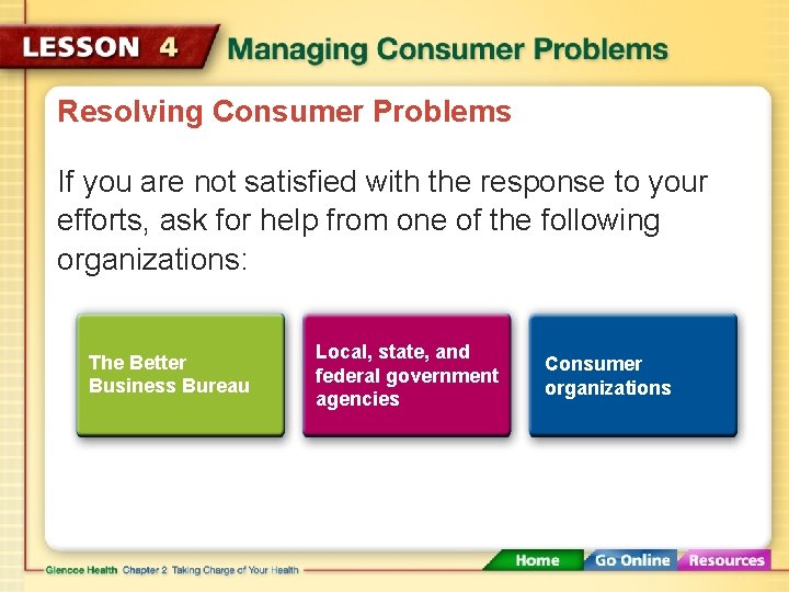 Resolving Consumer Problems If you are not satisfied with the response to your efforts,