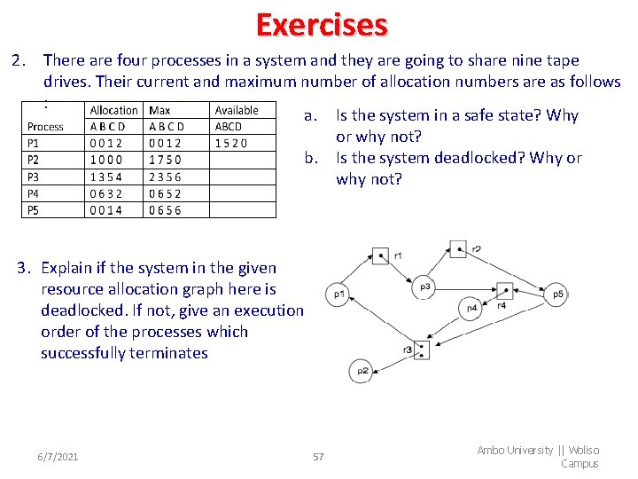 Exercises 2. There are four processes in a system and they are going to