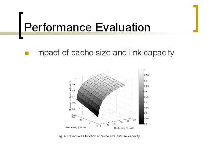 Performance Evaluation n Impact of cache size and link capacity 