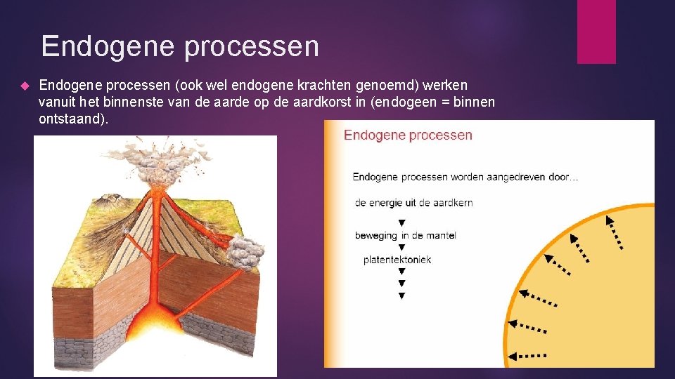 Endogene processen (ook wel endogene krachten genoemd) werken vanuit het binnenste van de aarde