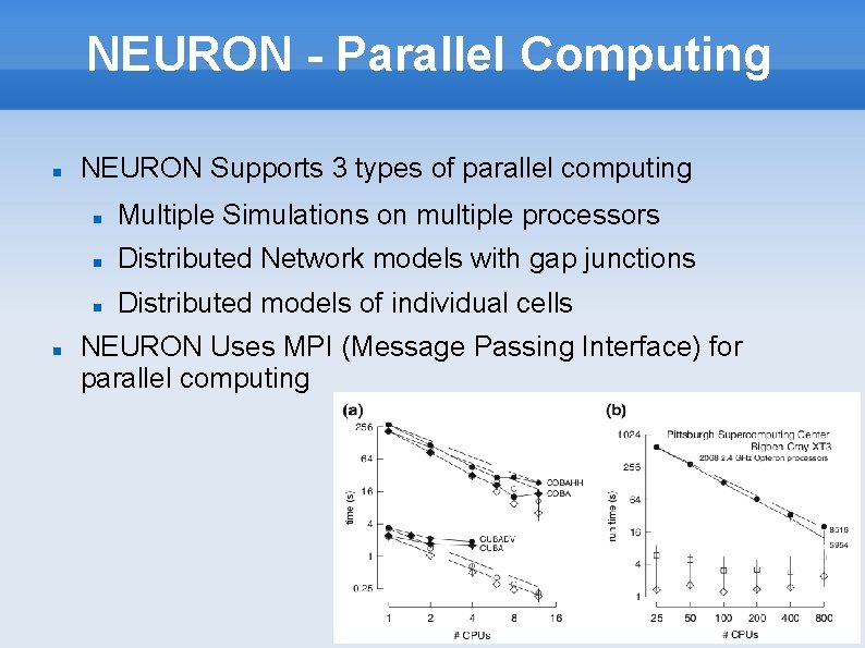 NEURON - Parallel Computing NEURON Supports 3 types of parallel computing Multiple Simulations on