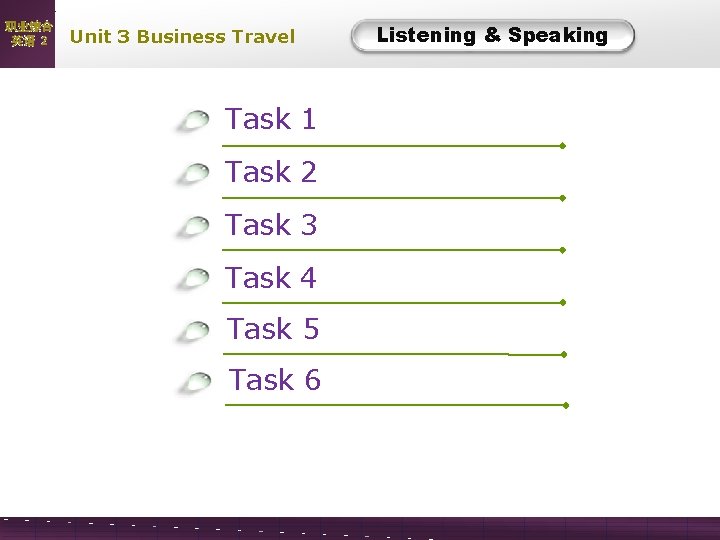 职业综合 英语 2 Unit 3 Business Travel Task 1 Task 2 Task 3 Task