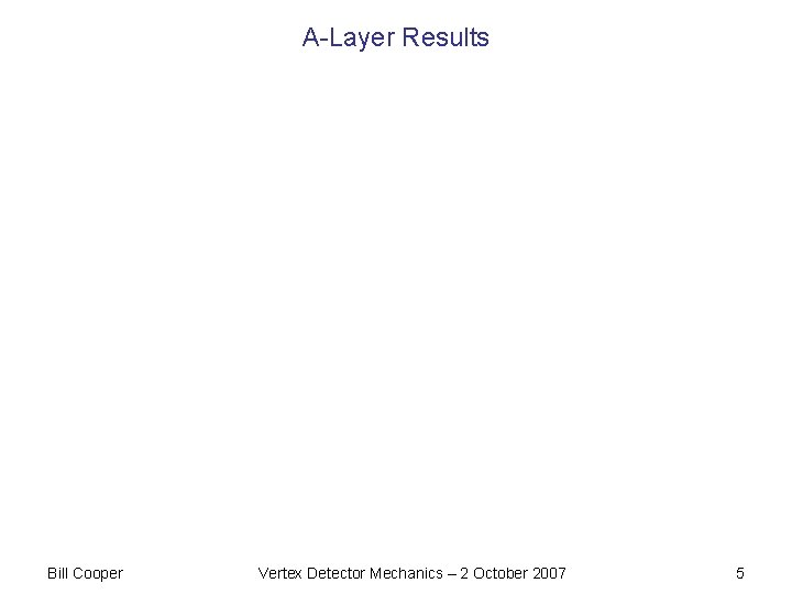 A-Layer Results Bill Cooper Vertex Detector Mechanics – 2 October 2007 5 