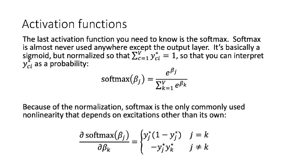 Activation functions • 