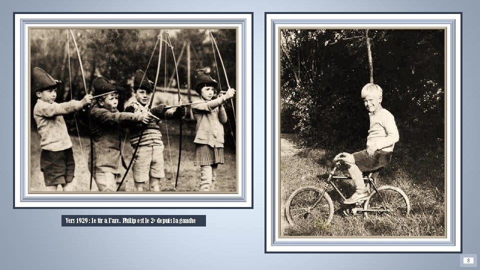 Vers 1929 : le tir à l’arc. Philip est le 2 e depuis la