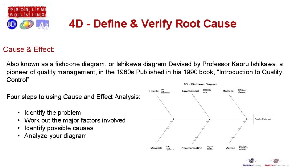 4 D - Define & Verify Root Cause & Effect: Also known as a