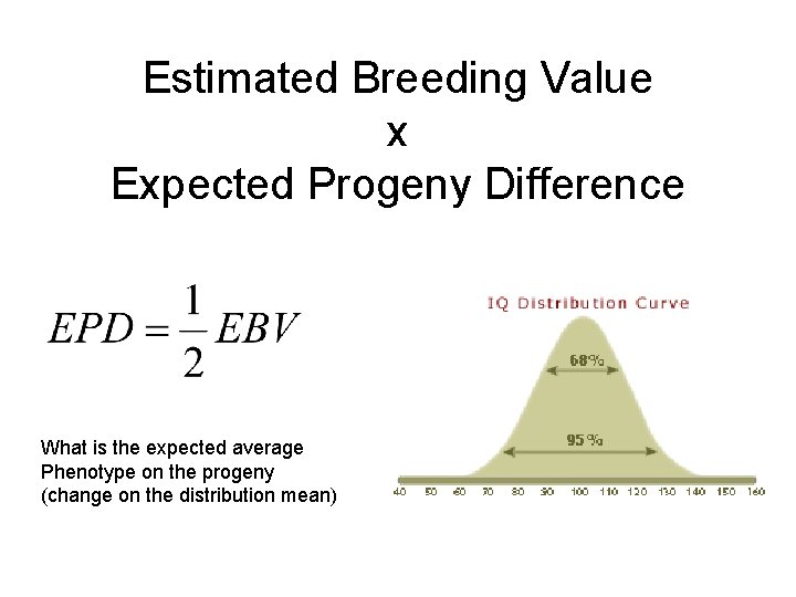 Estimated Breeding Value x Expected Progeny Difference What is the expected average Phenotype on