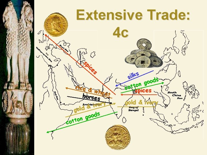 Extensive Trade: 4 c sp ic es rice & whea horses t vory i