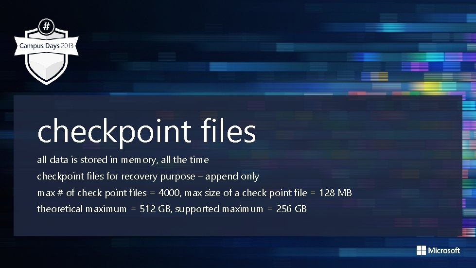 checkpoint files all data is stored in memory, all the time checkpoint files for checkpoint files all data is stored in memory, all the time checkpoint files for