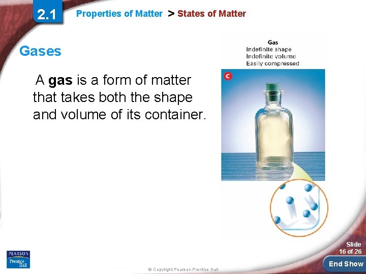 2. 1 Properties of Matter > States of Matter Gases A gas is a