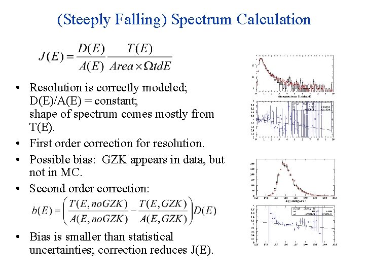 (Steeply Falling) Spectrum Calculation • Resolution is correctly modeled; D(E)/A(E) = constant; shape of