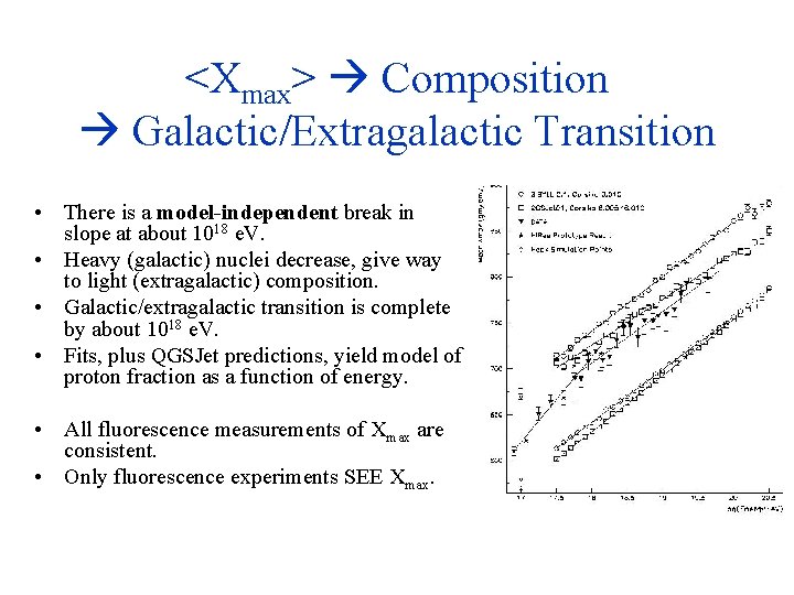 <Xmax> Composition Galactic/Extragalactic Transition • There is a model-independent break in slope at about