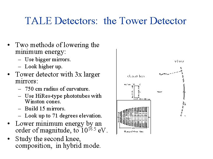 TALE Detectors: the Tower Detector • Two methods of lowering the minimum energy: –