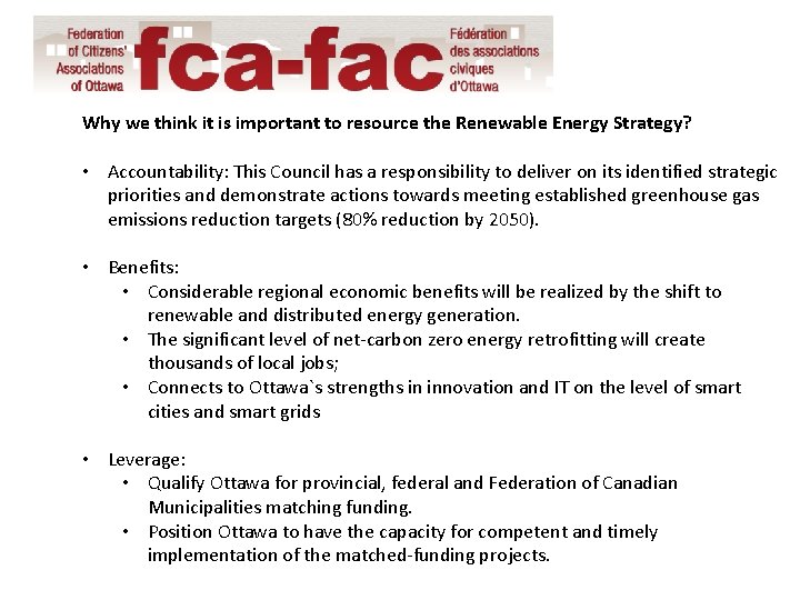 Why we think it is important to resource the Renewable Energy Strategy? • Accountability: