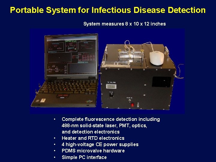 Portable System for Infectious Disease Detection System measures 8 x 10 x 12 inches