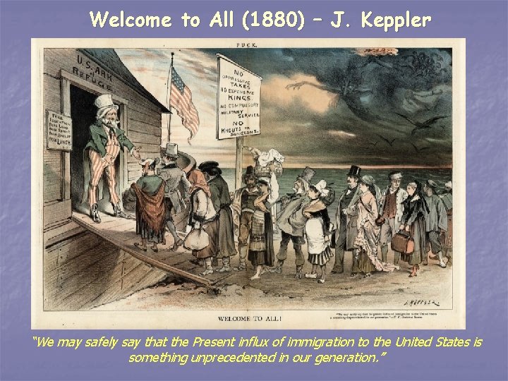 Welcome to All (1880) – J. Keppler “We may safely say that the Present