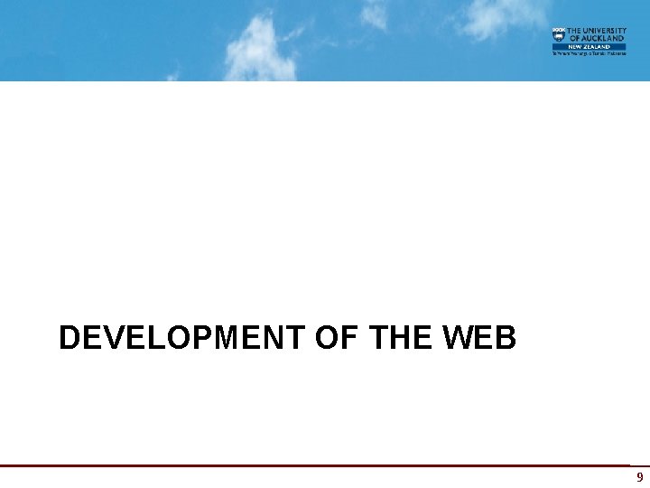 DEVELOPMENT OF THE WEB 9 