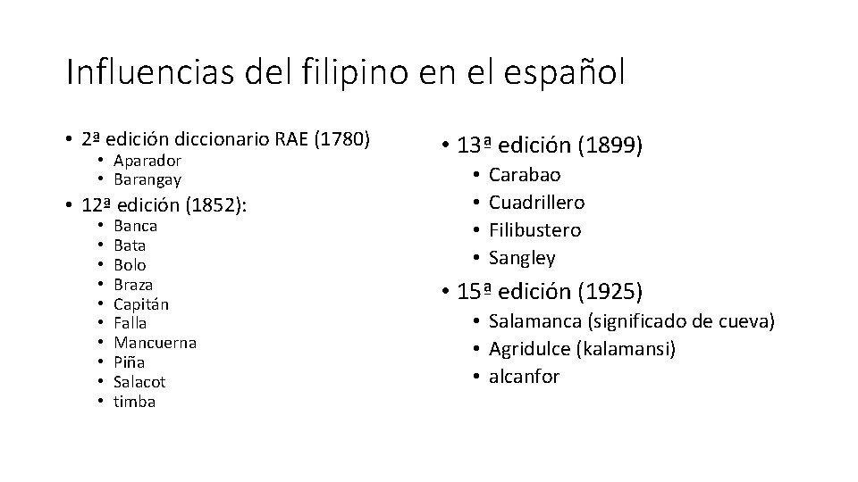 Influencias del filipino en el español • 2ª edición diccionario RAE (1780) • Aparador