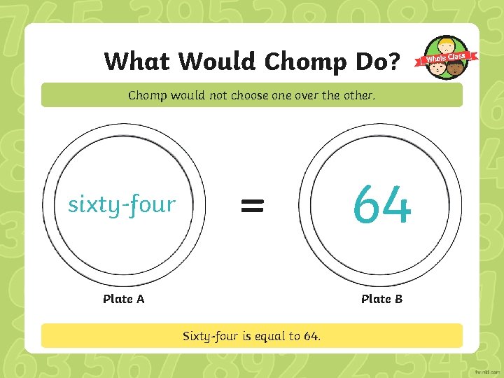 What Would Chomp Do? Chomp would not choose one over the other. sixty-four =