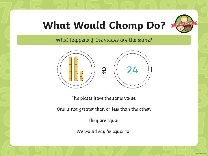 What Would Chomp Do? What happens if the values are the same? ? =